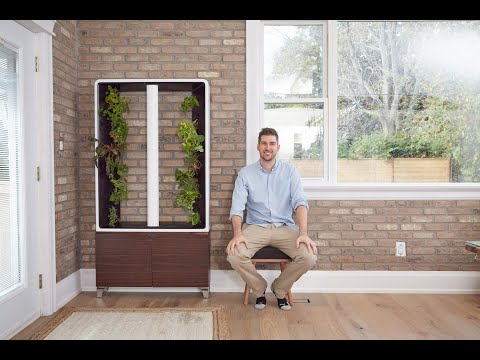 Video featuring the founder of Just Vertical, offering in-depth information about the company and the Aeva indoor garden, highlighting its multifunctional design and benefits for urban living.